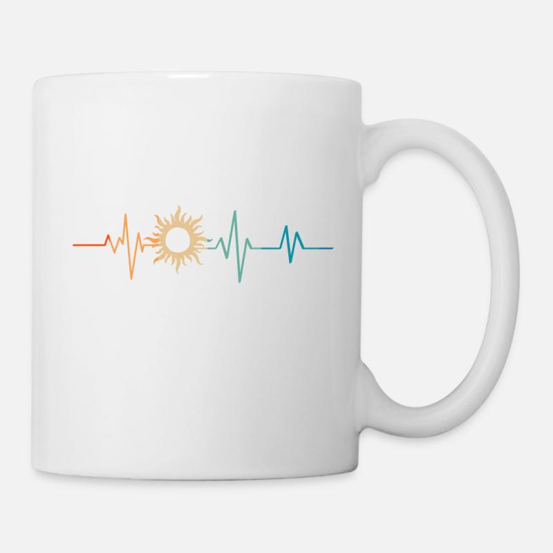 Battement de coeur rétro soleil - Mug blanc - blanc