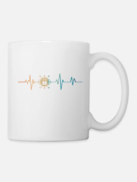 Battement de coeur rétro cyber sécurité - Mug blanc - blanc