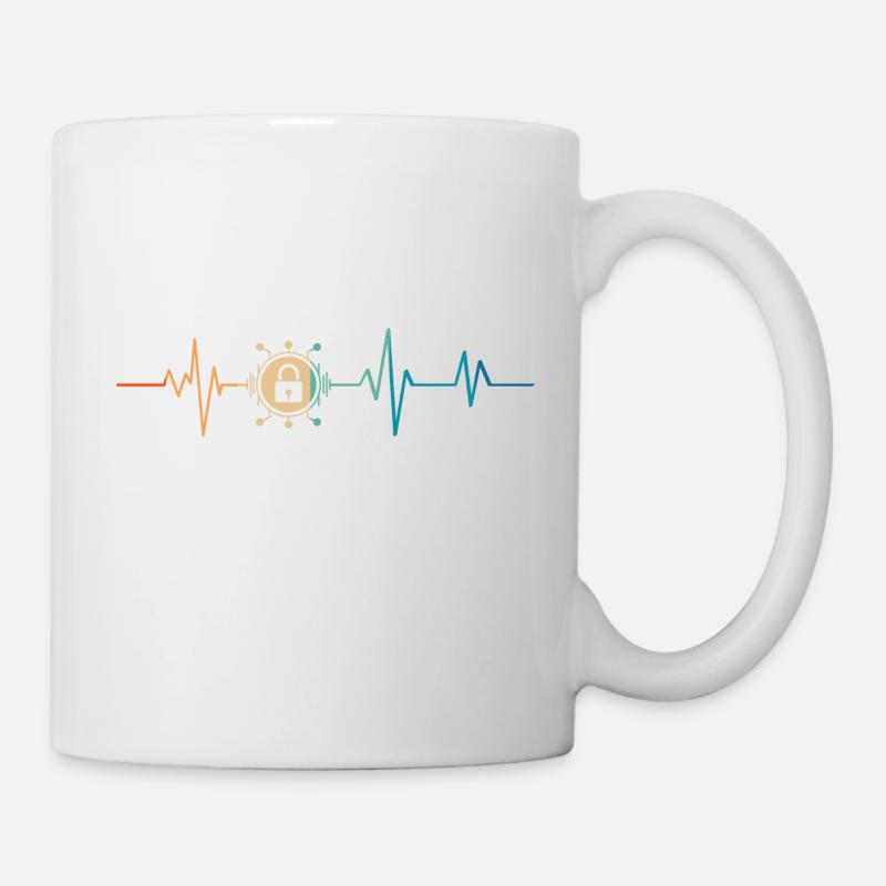 Battement de coeur rétro cyber sécurité - Mug blanc - blanc