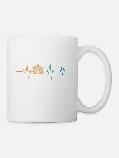Heartbeat Retro Immobilienmakler - Tasse - Weiß