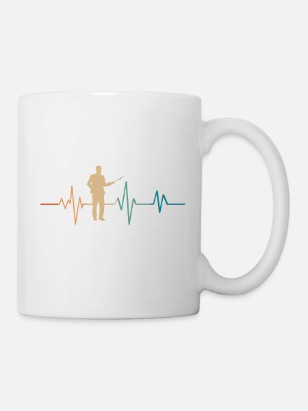 Retro Heartbeat Lehrer - Tasse - Weiß