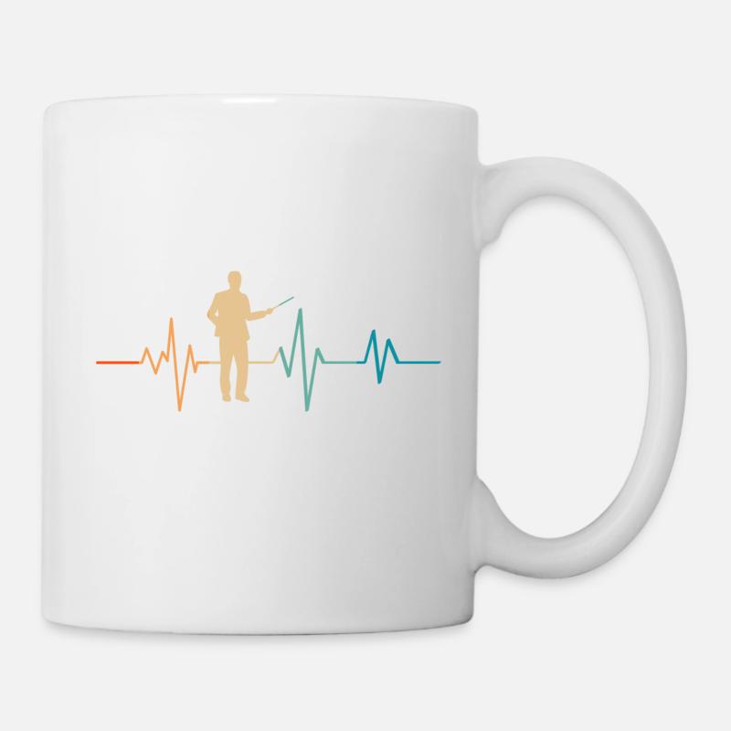 Retro Heartbeat Lehrer - Tasse - Weiß