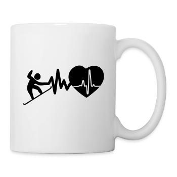 Snowboarding is life heartbeat design rider - Mug - white - Right