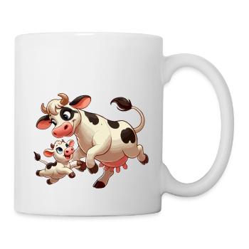 Cow mother with child frolicking - Mug - white - Right