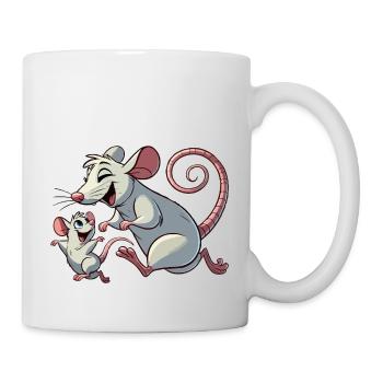 Rattenmama mit herumtollendem Kind - Tasse - Weiß - Rechts