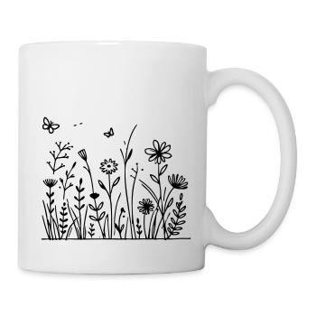 Flower meadow with butterfly - Mug - white - Right