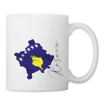 Drapeau du Kosovo sur la carte du Kosovo XK - Mug blanc - blanc - Droite