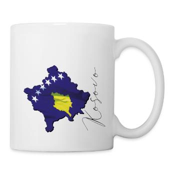 Drapeau du Kosovo sur la carte du Kosovo EN - Mug blanc - blanc - Droite