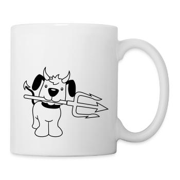 Dog Devil Satan Hell Evil Trident Horns Cool - Mug - white - Right