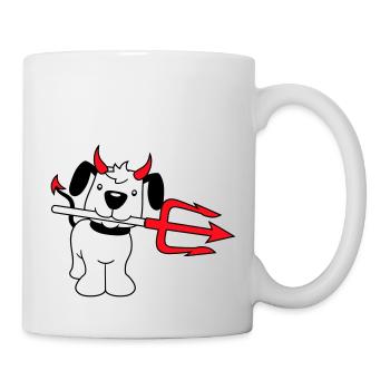 Dog Devil Satan Hell Evil Trident Horns Cool - Mug - white - Right