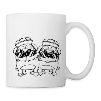 Deux chiens Carlin Lunettes de soleil Cappy Hat Adolescents - Mug blanc - blanc - Droite