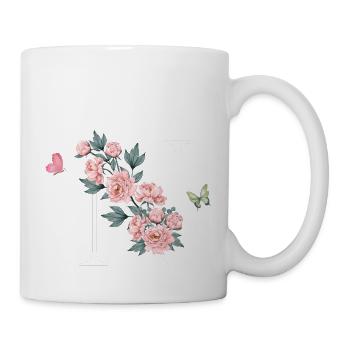 Letter n pink flowers - Mug - white - Right