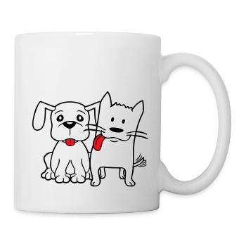 Chien Chat Deux Amis Équipe Chaton 2 Duo Équipage - Mug blanc - blanc - Droite