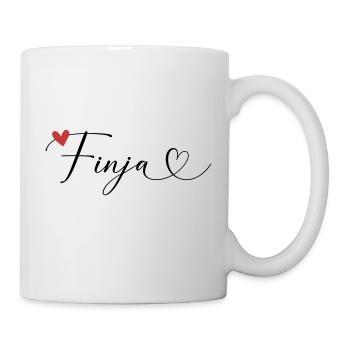 Finja Name Vorname Kalligrafieherz - Tasse - Weiß - Rechts