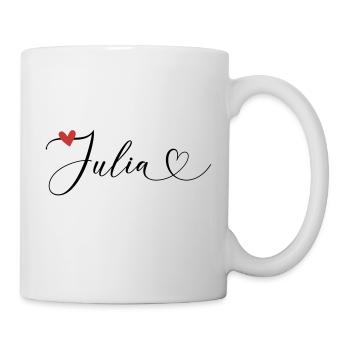 Julia Nom Prénom Calligraphie Coeur - Mug blanc - blanc - Droite