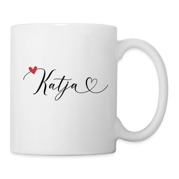 Katja Nom Prénom Calligraphie Coeur - Mug blanc - blanc - Droite