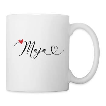 Maja Surname First name Calligraphy Heart - Mug - white - Right