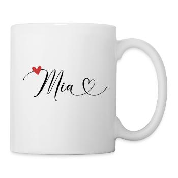 Mia Name Vorname Kalligrafieherz - Tasse - Weiß - Rechts
