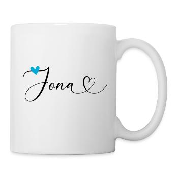 Jona Name Vorname Kalligrafieherz - Tasse - Weiß - Rechts