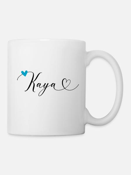 Kaya Nom Prénom Calligraphie Coeur - Mug blanc - blanc