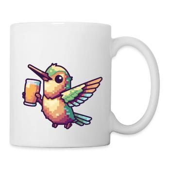 Kolibri Vogel Pixel Bier - Tasse - Weiß - Rechts