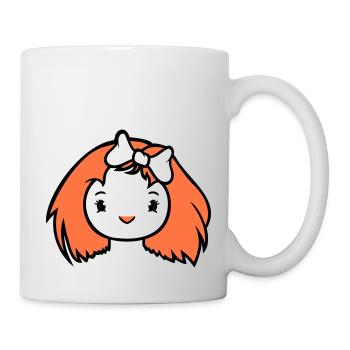 Bird Lady Woman Female Pretty Face Bow - Mug - white - Right