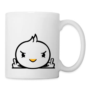 Bird evil middle finger showing bad boy behind fence - Mug - white - Right