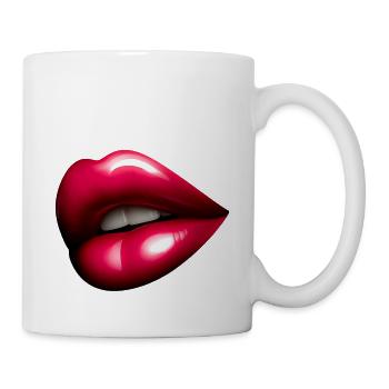 Hübscher roter Mund - Rote Lippe - Tasse - Weiß - Rechts