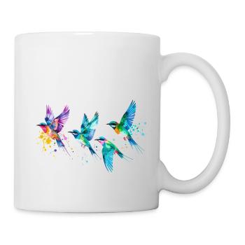 Birds, Colorful Birds, Flying, Illustration, Bird - Mug - white - Right