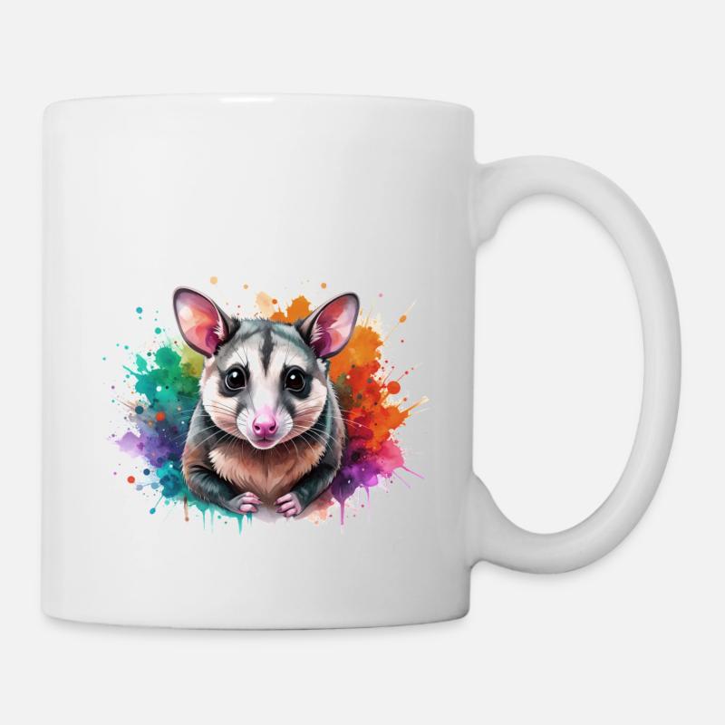 opossum,maus,graffiti,illustration,bunt - Tasse - Weiß