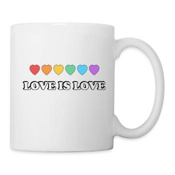 Liebe ist Liebe Rainbow Hearts LGBTQ Pride Monat - Tasse - Weiß - Rechts