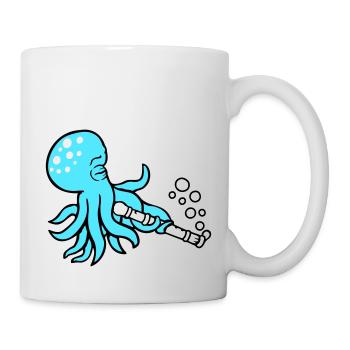 Octopus Flûte Musique Jouer Des Bulles Sous L’eau - Mug blanc - blanc - Droite