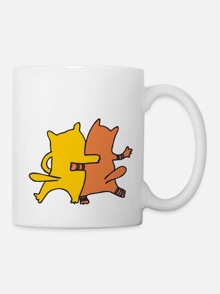 katzenfreunde gelb orangen - Tasse - Weiß