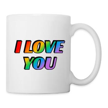 Je t’aime - couple gay - texte arc-en-ciel fierté LGBT - Mug blanc - blanc - Droite