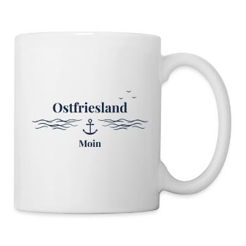 Ostfriesland Moin Anker Design – Maritime Küste - Tasse - Weiß - Rechts