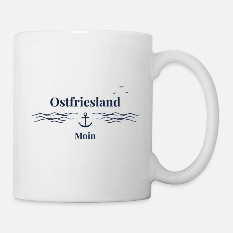 Ostfriesland Moin Anker Design – Maritime Küste - Tasse - Weiß