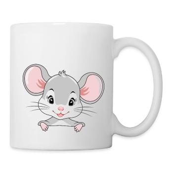 Mignon bébé souris qui regarde - Mug blanc - blanc - Droite