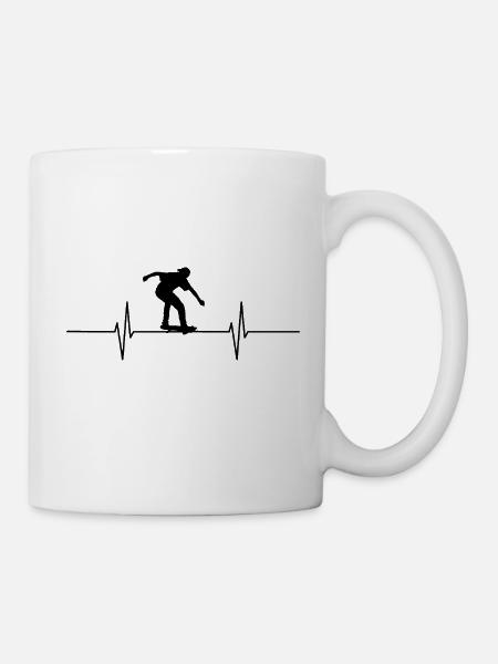 Herzschlag Skateboard Skateboarder Skater - Tasse - Weiß