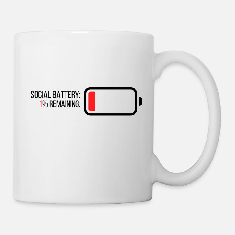Social Battery: 1% Remaining. - Mug - white