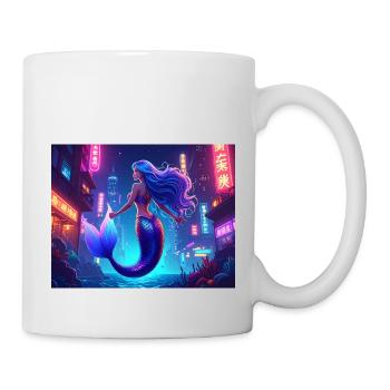 Cyber Mermaid – Neon Ocean Queen - Tasse - Weiß - Rechts