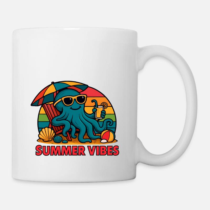 Sommerliche Vibes - Estival Chill Octopus - Tasse - Weiß
