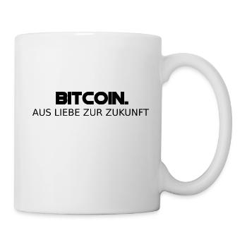 Zukunftsliebe in BITCOIN – T-Shirt für Krypto-Fans - Tasse - Weiß - Rechts