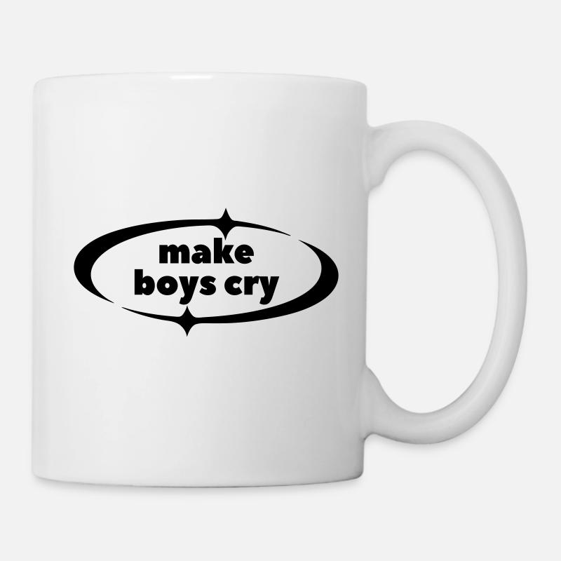 Make Boys Cry – Y2K Statement mit Sternen - Tasse - Weiß
