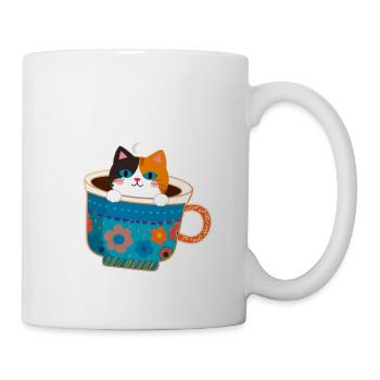 Cat, coffee cup, colorful, illustration, mug - Mug - white - Right