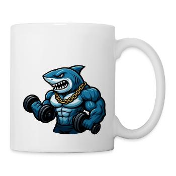 hai bodybuilder comic - Tasse - Weiß - Rechts