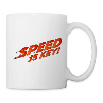 Geschwindigkeit ist der Schlüssel Retro Racing T-Shirt - Tasse - Weiß - Rechts