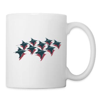 Manta Rochen Schwarm – Elegante Unterwasserwelt - Tasse - Weiß - Rechts