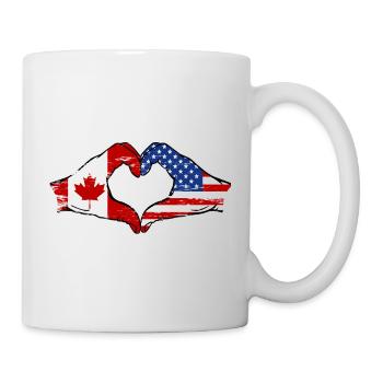 Canada USA flag heart shape used - Mug - white - Right