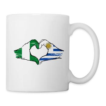 Nigeria_Uruguay_Flag_Hands_Heart_Shape_used - Mug - white - Right