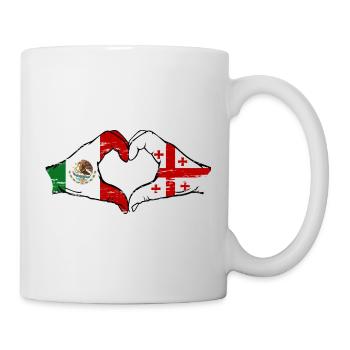 Mexico Georgia Flag Hands Heart Shape Used - Mug - white - Right